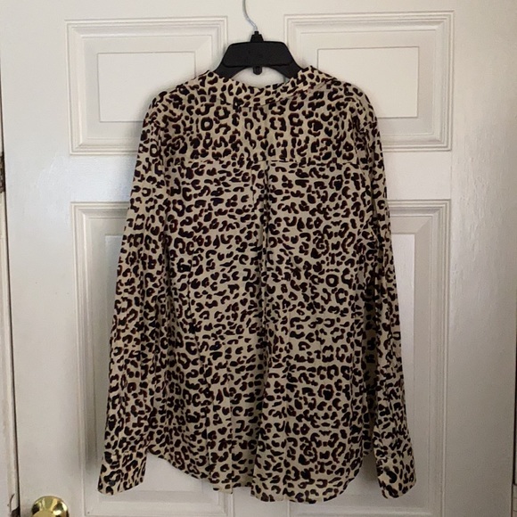 1901 Leopard Print Button Down Top | Color: Black - Picture 11 of 13